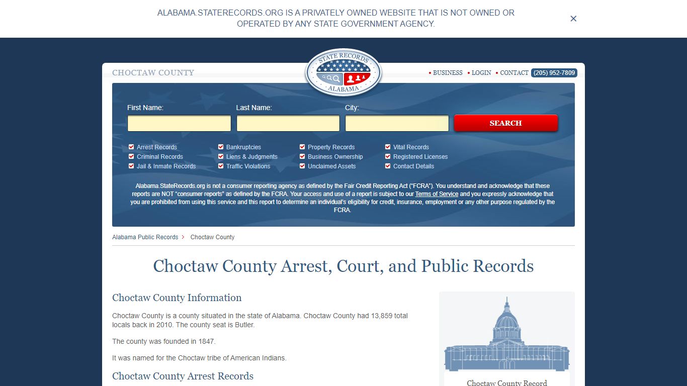 Choctaw County Arrest, Court, and Public Records